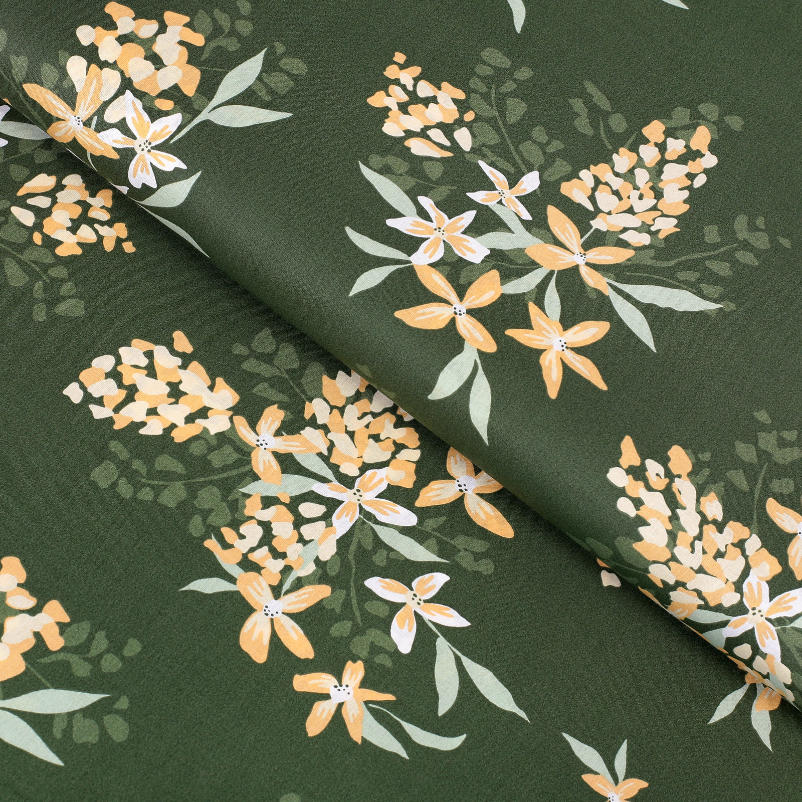 Baumwollstoff - apricotfarbene Blumen