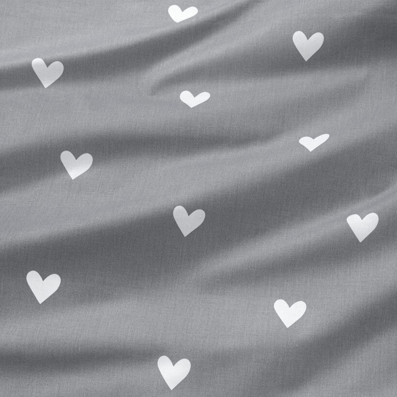 Baumwollstoff - Herzchen auf Grau