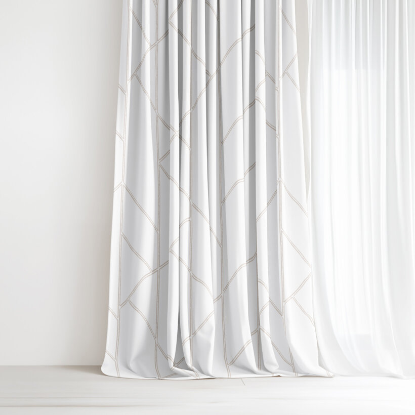 Vorhang aus Baumwolle - Geometrische Linien auf Weiß