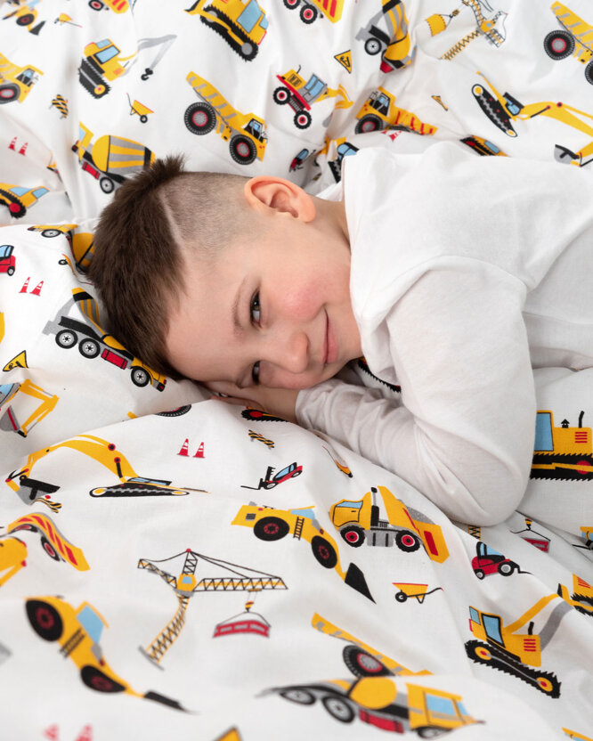 Kinder - Bettwäsche aus Baumwolle - Lastwagen und Bagger