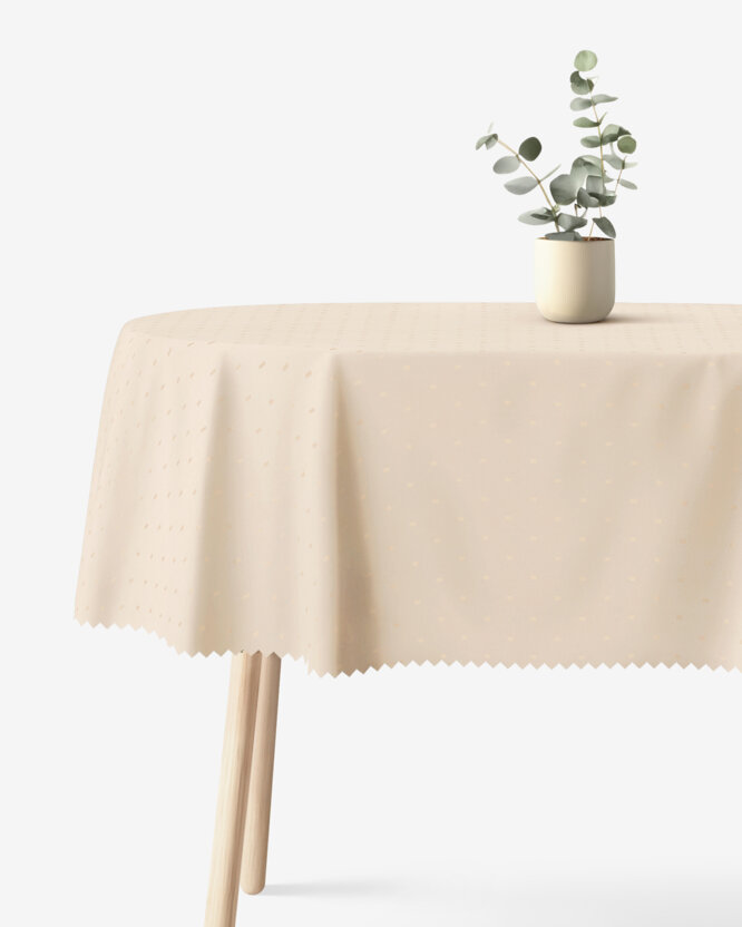 Ovale festliche Teflon-Tischdecke - champagne mit glänzenden Rechtecken