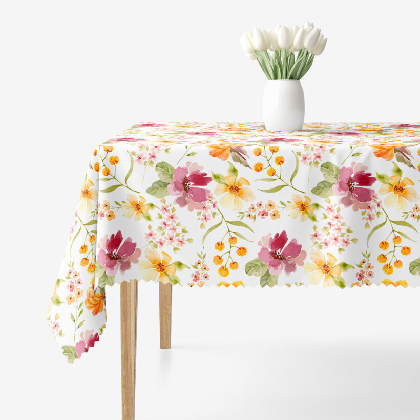 Eckige Tischdecke Teflon - Hibiskusblüten