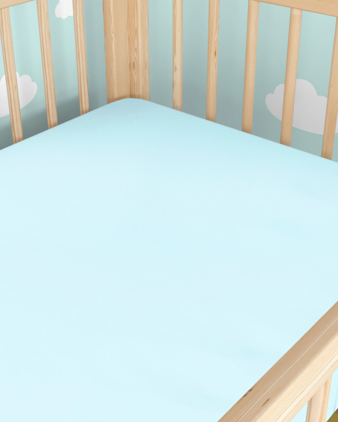 Spannbetttuch aus Baumwolle für Babybetten - himmelblau