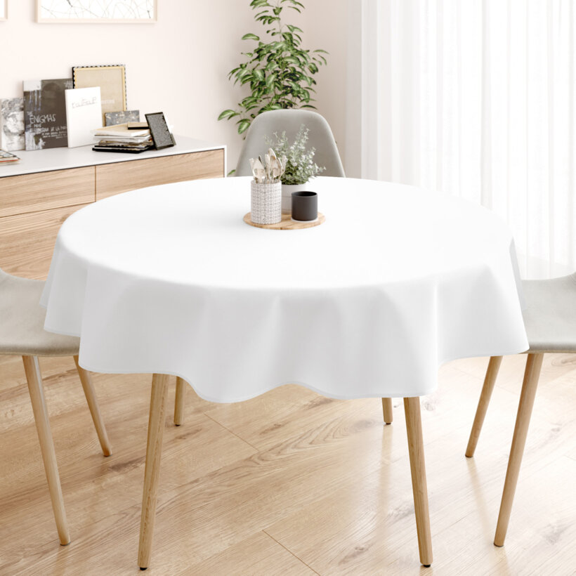 Runde Tischdecke 100% Baumwollköper - weiß