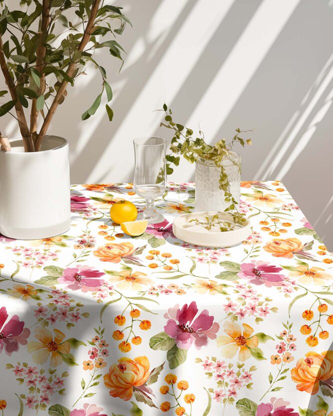 Eckige Tischdecke Teflon - Hibiskusblüten