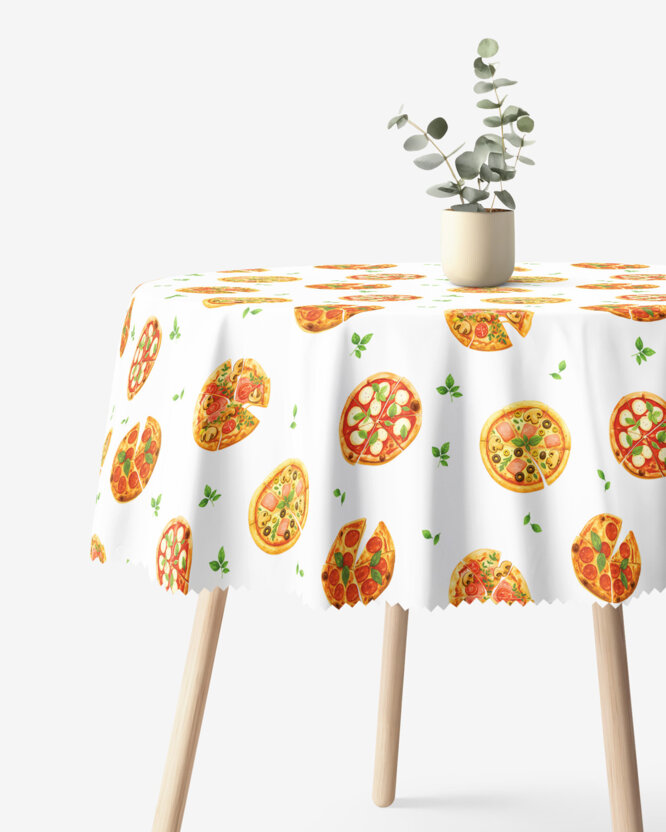 Runde Tischdecke Teflon - köstliche Pizza