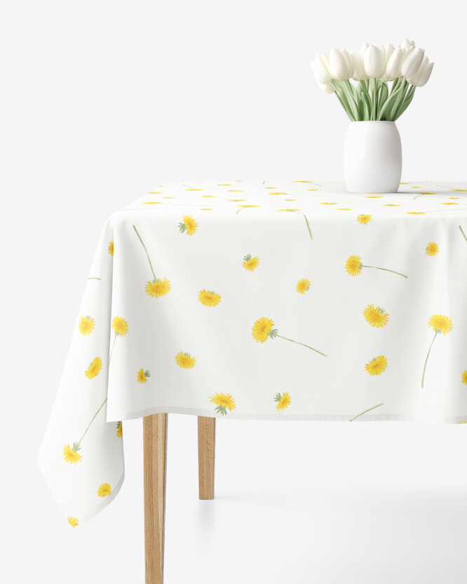 Eckige Tischdecke 100% Baumwolle - Löwenzahn