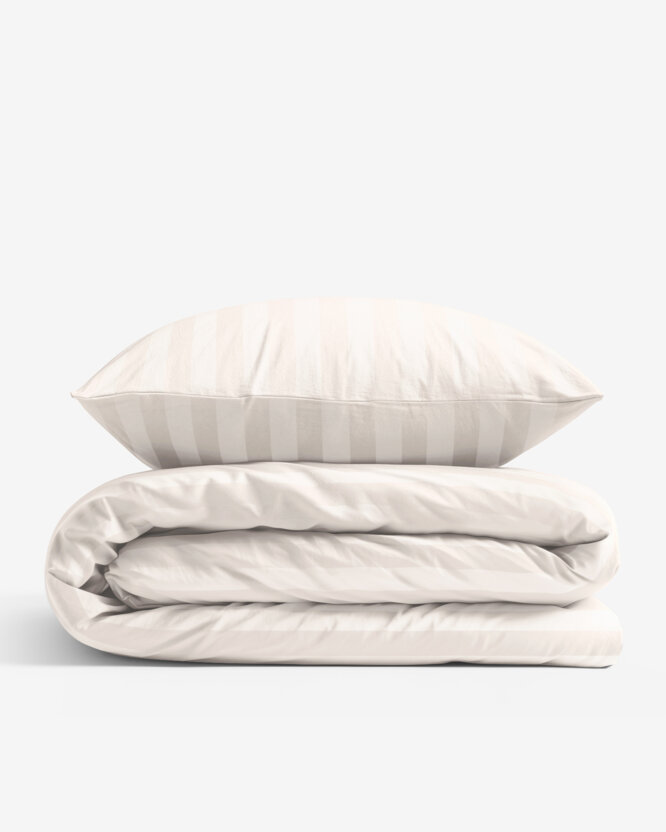 Damast-Bettwäsche - creme Streifen mit Satin-Glanz