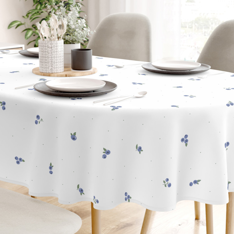 Ovale Tischdecke aus 100% Baumwolle - Heidelbeeren