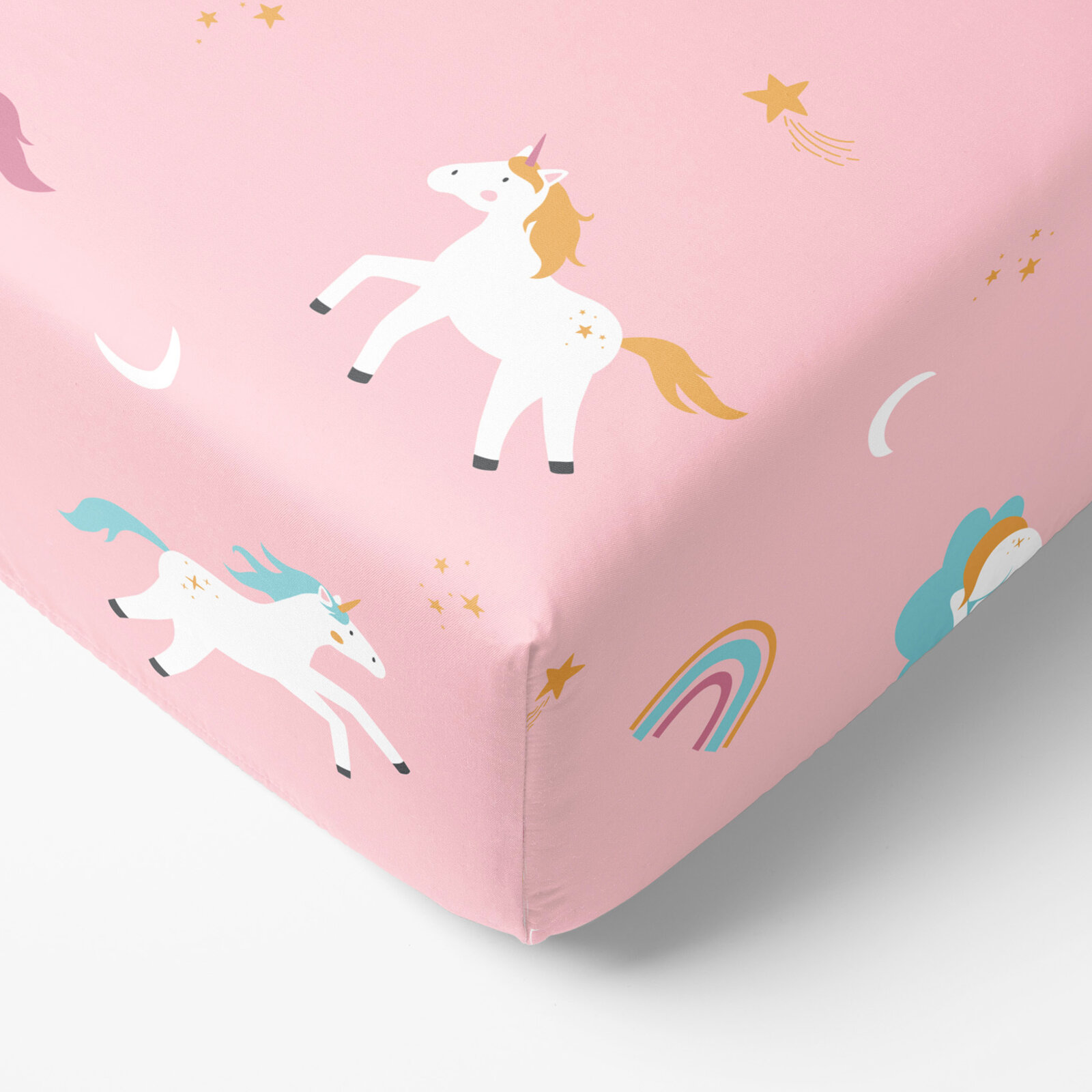 Kinder-Spannbetttuch aus Baumwolle - Lustige Einhörner