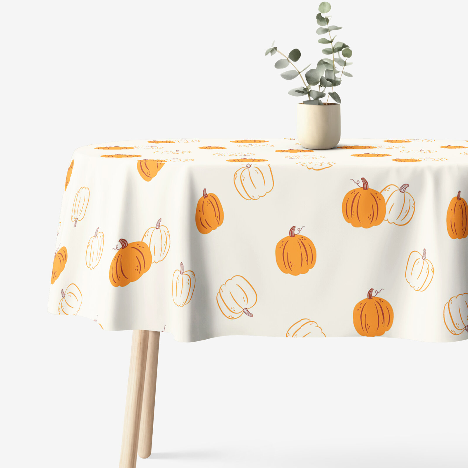 Ovale Tischdecke aus 100% Baumwolle - Herbstkürbis
