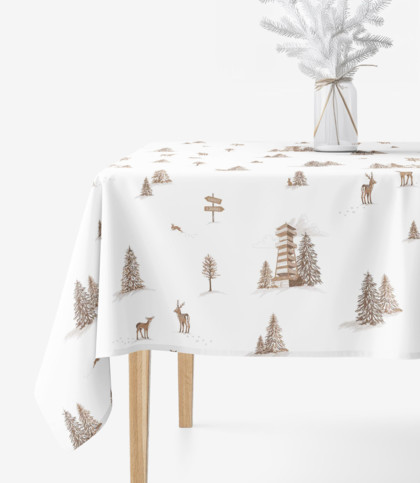 Eckige Tischdecke 100% Baumwollköper - Berge
