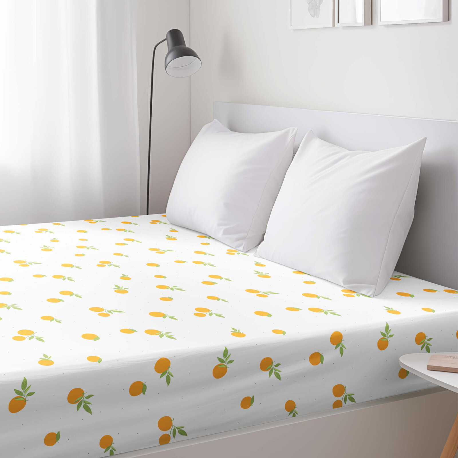 Spannbettlaken aus Baumwolle - Orangen