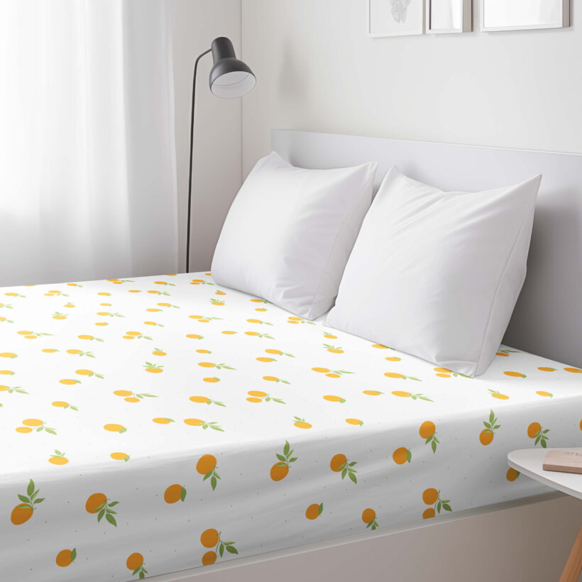 Spannbettlaken aus Baumwolle - Orangen