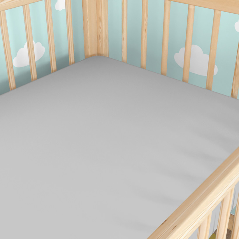 Spannbetttuch aus Baumwolle für Babybetten - grau
