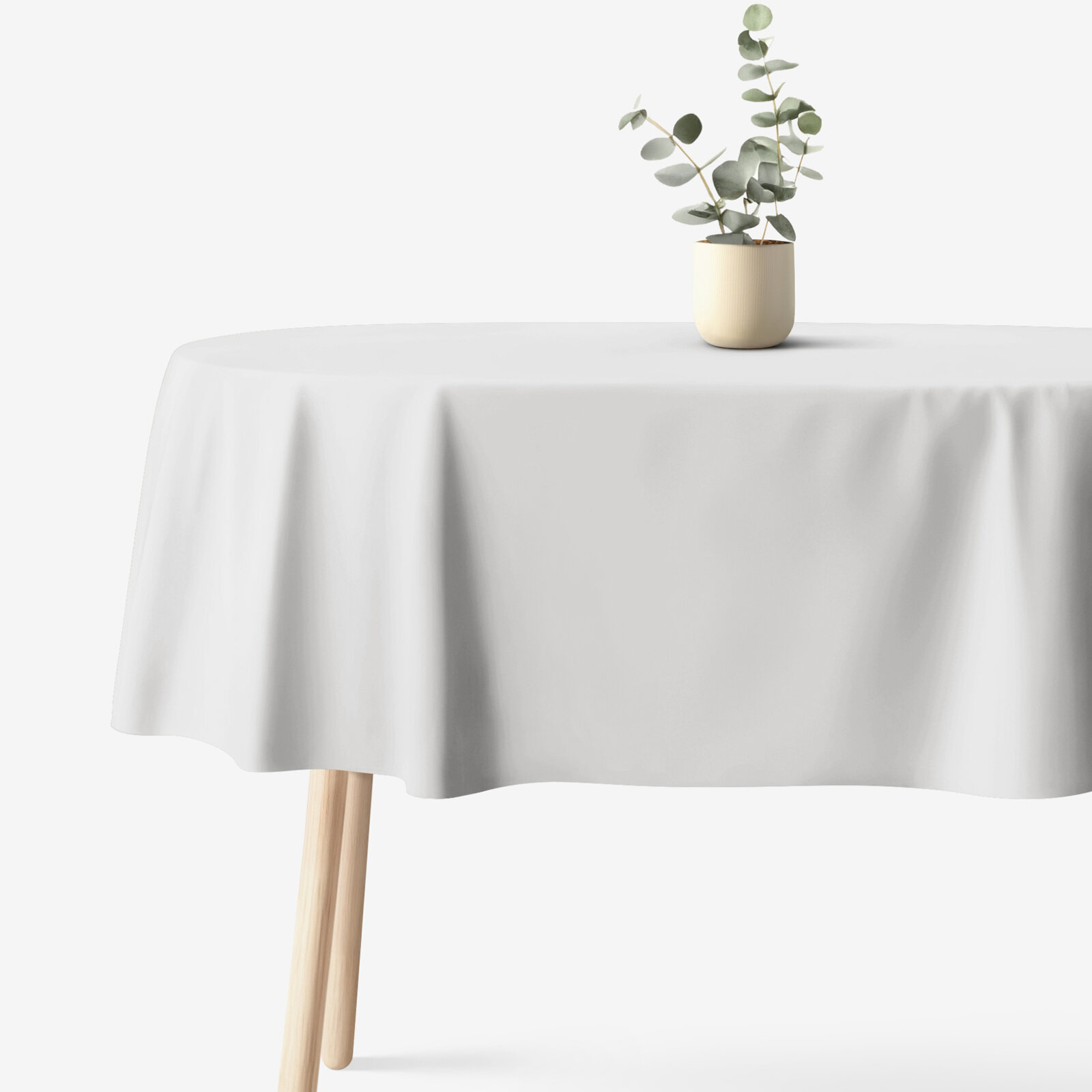 Ovale Tischdecke aus 100% Baumwolle - hellgrau