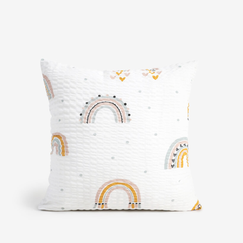 Kinder-Seersucker-Kissenbezug - gemalte Regenbögen