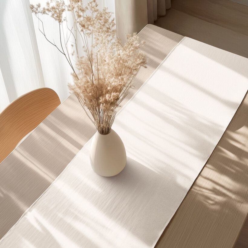 Tischläufer aus Leinenmischung - elfenbein