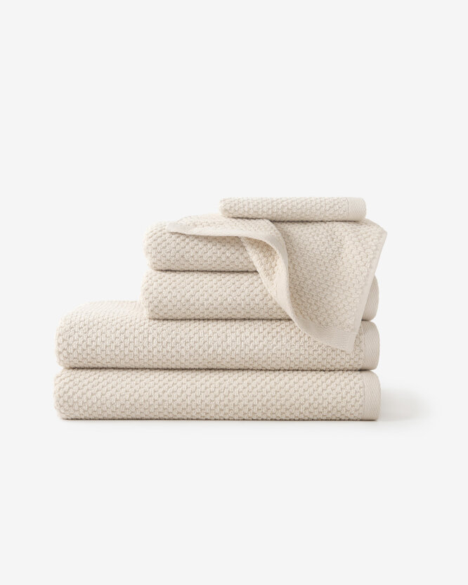 Frottee-Handtuch / Badetuch aus Baumwolle Micro Pure - Mandelfarben