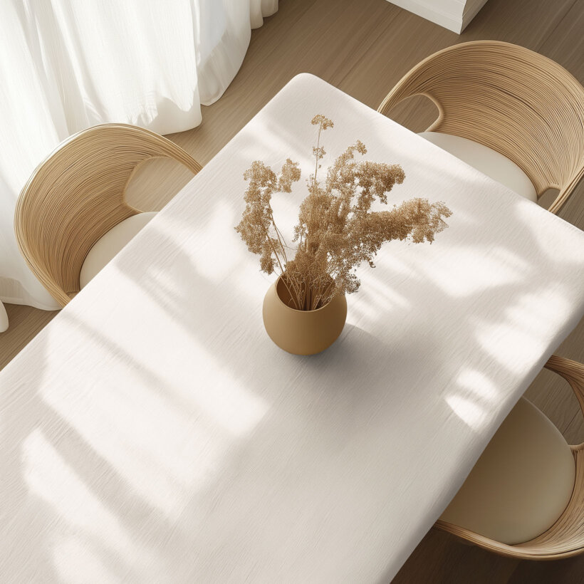 Quadratische Tischdecke aus Leinenmischung - elfenbein