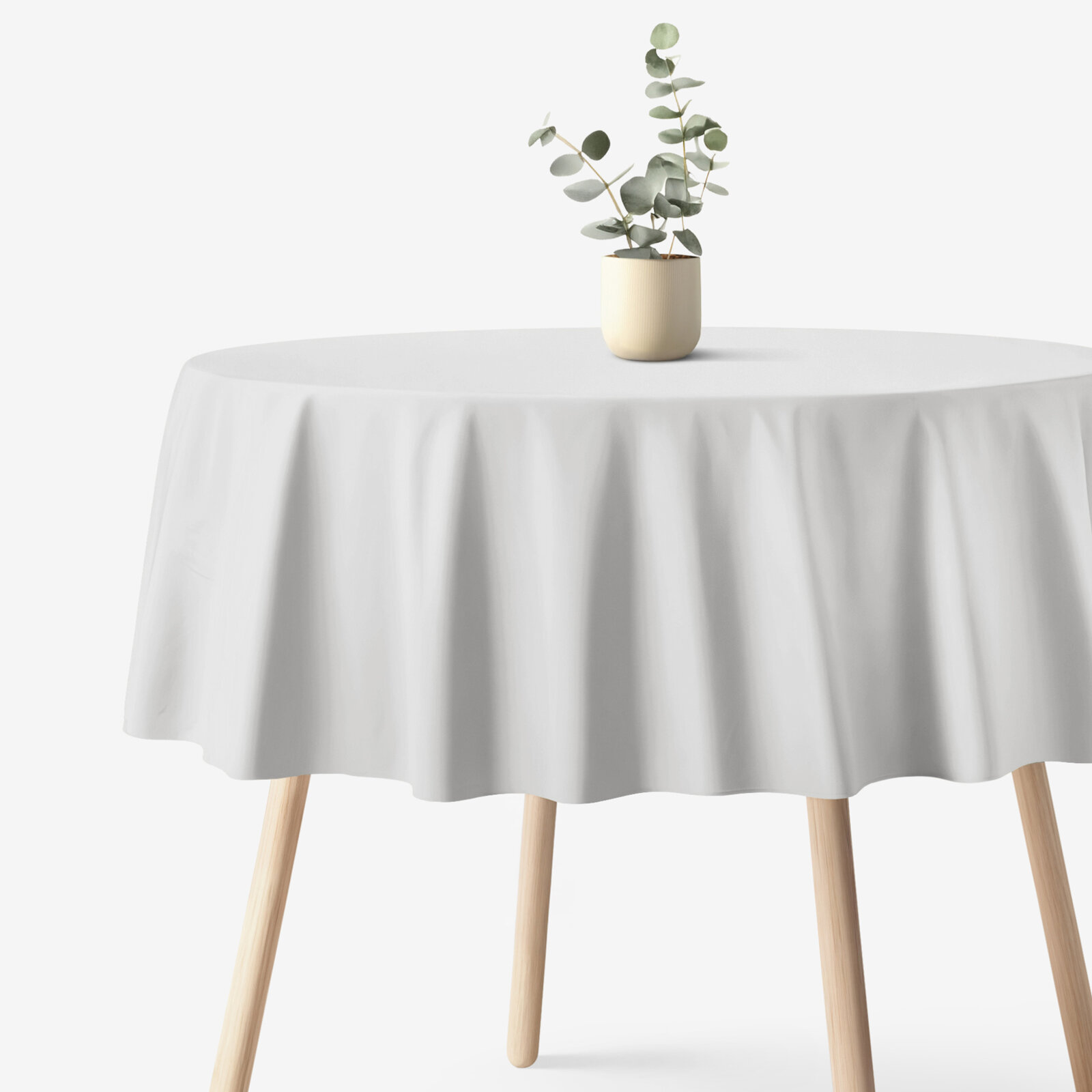 Runde Tischdecke 100% Baumwolle - hellgrau