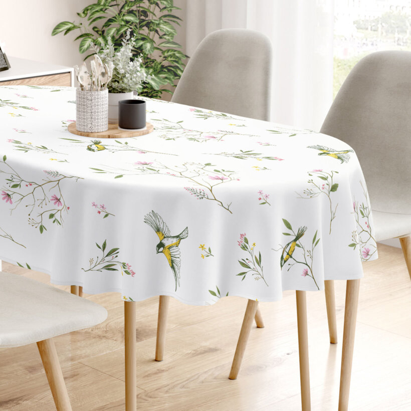 Ovale Tischdecke aus 100% Baumwolle - Leben in der Natur