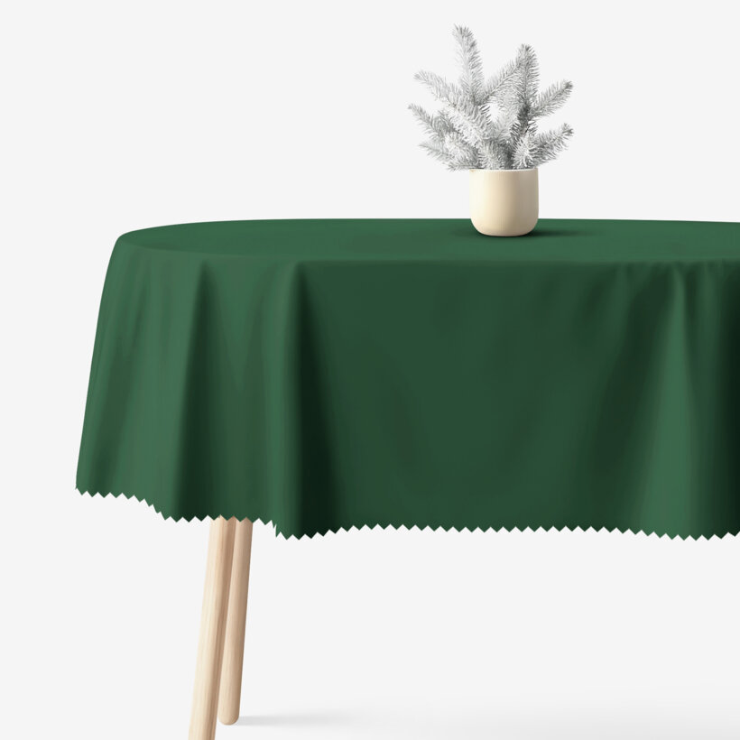 Ovale Weihnachts-Tischdecke Teflon - dunkelgrün