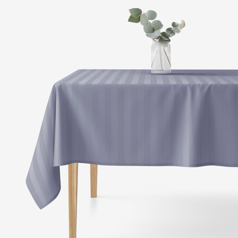 Festliche Eckige Damast-Tischdecke - dunkelgraue Streifen mit Satin-Glanz