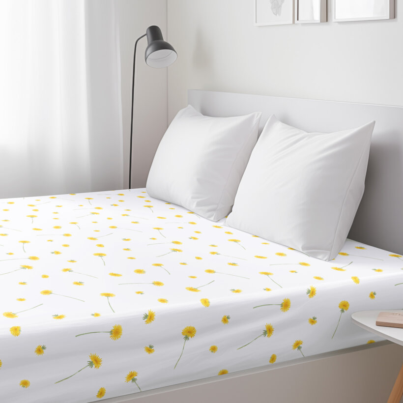 Spannbettlaken aus Baumwolle - Löwenzahn