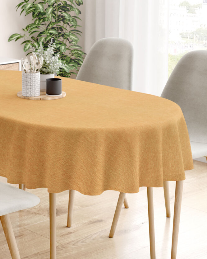Ovale Tischdecke Peru - goldfarben