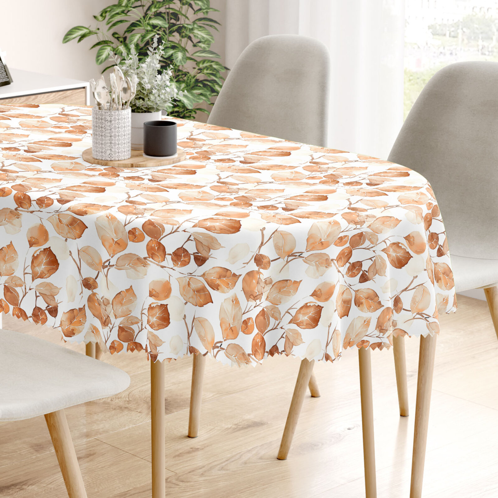 Ovale Tischdecke Teflon - Blattabdrücke