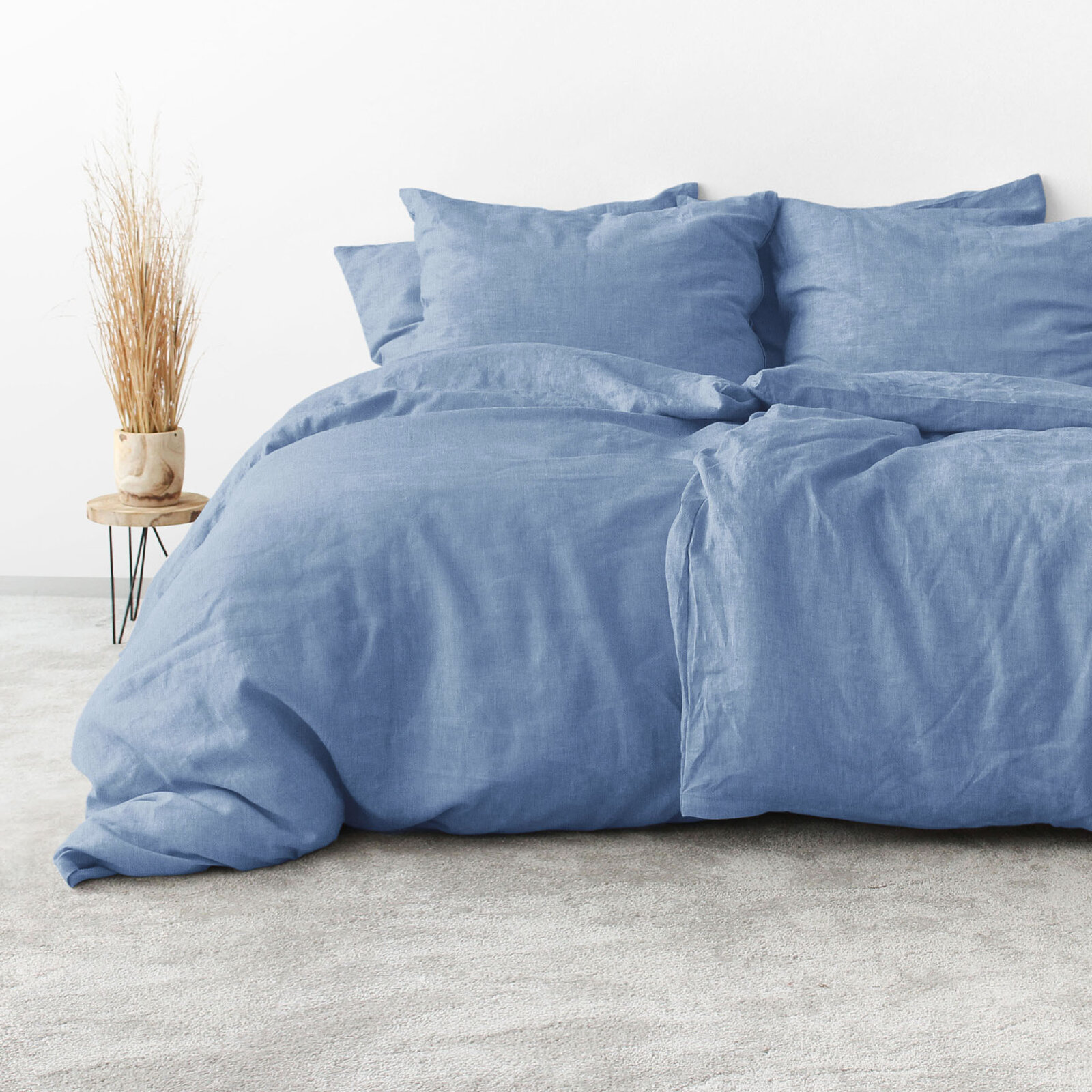 Bettwäsche aus Leinenmischung - blau