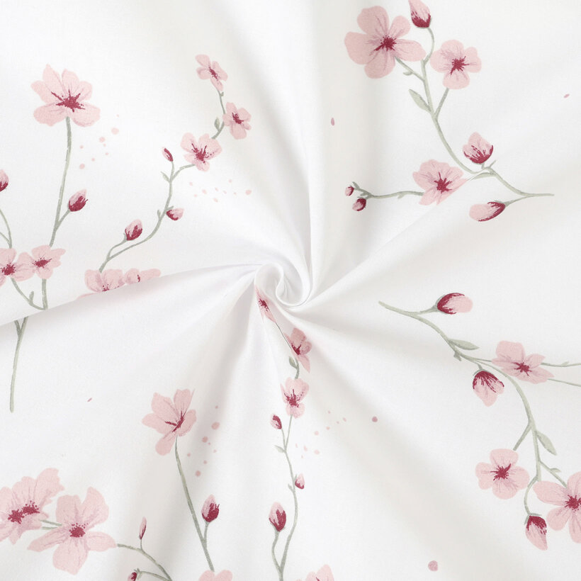 Baumwollstoff - Blühende Sakura-Kirschbäume