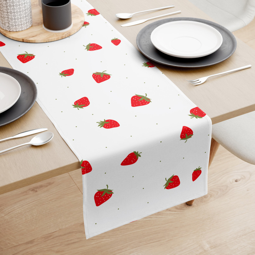 Tischläufer aus 100% Baumwolle - frische Erdbeeren