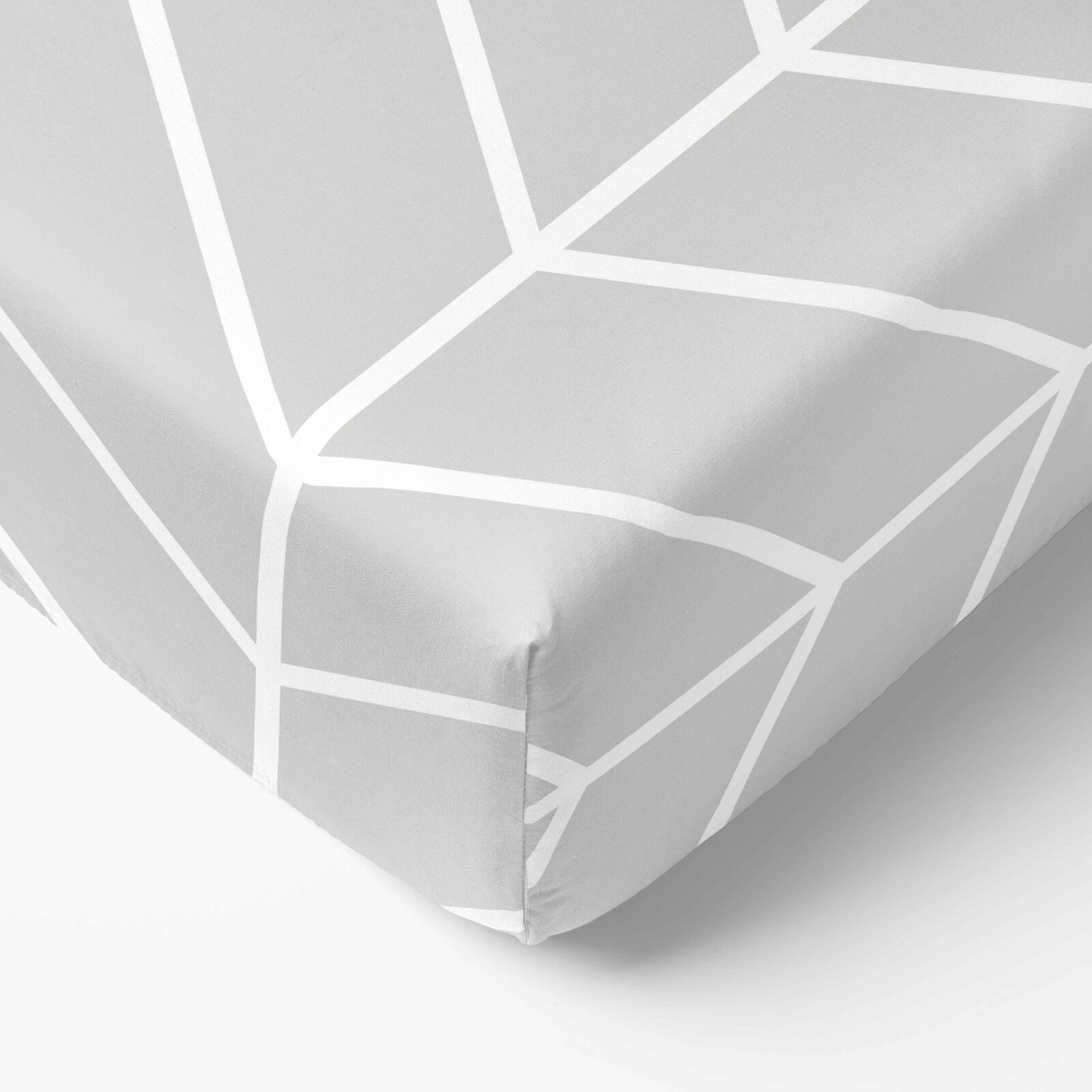 Spannbettlaken aus Baumwolle - Zickzack auf Grau