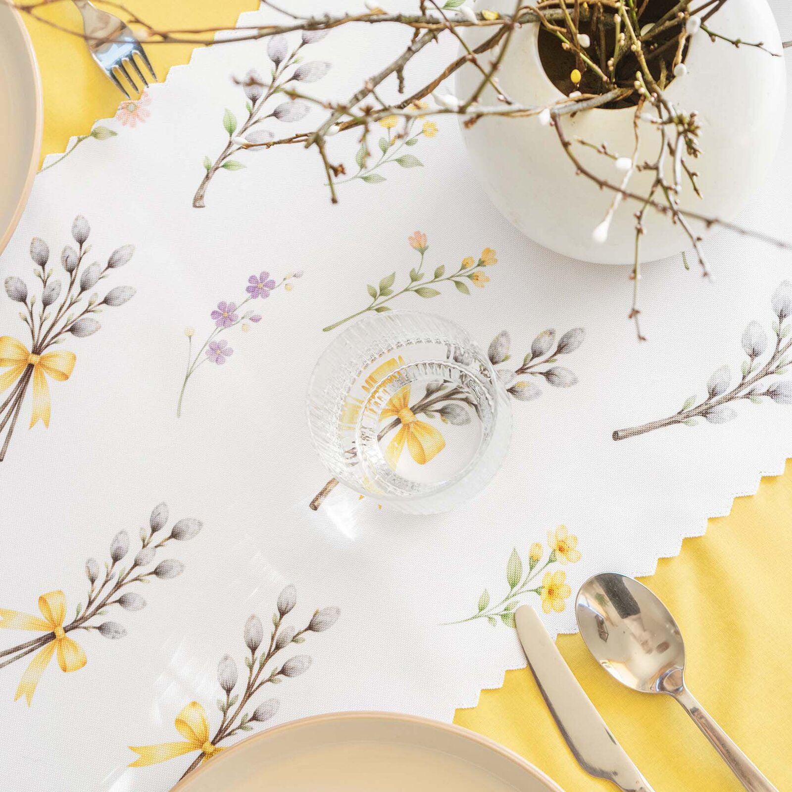 Frühlings-Teflon-Tischläufer - Weidenkätzchen