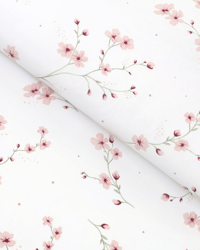 Baumwollstoff - Blühende Sakura-Kirschbäume