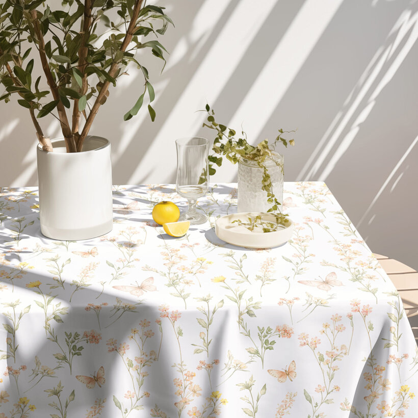 Eckige Teflon-Tischdecke - Schmetterlingsgarten