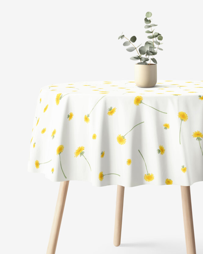 Runde Tischdecke 100% Baumwolle - Löwenzahn