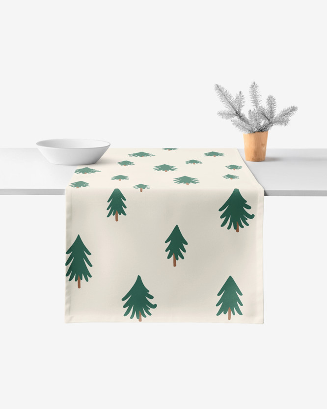 Tischläufer aus 100% Baumwollköper - Berge auf natur