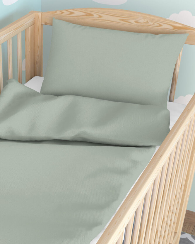 Bettwäsche für Babybetten aus Baumwolle - salbeigrün