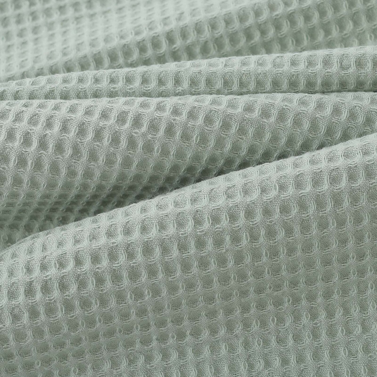 Waffel-Geschirrtuch mit Stickerei - Kamille auf Salbeigrün