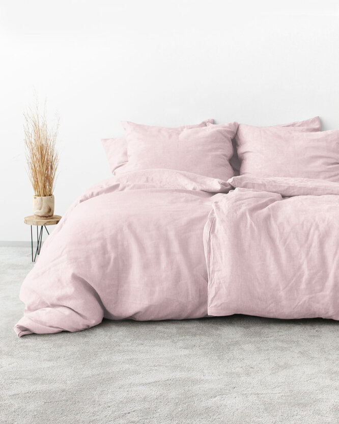 Bettwäsche aus Leinenmischung - puderrosa
