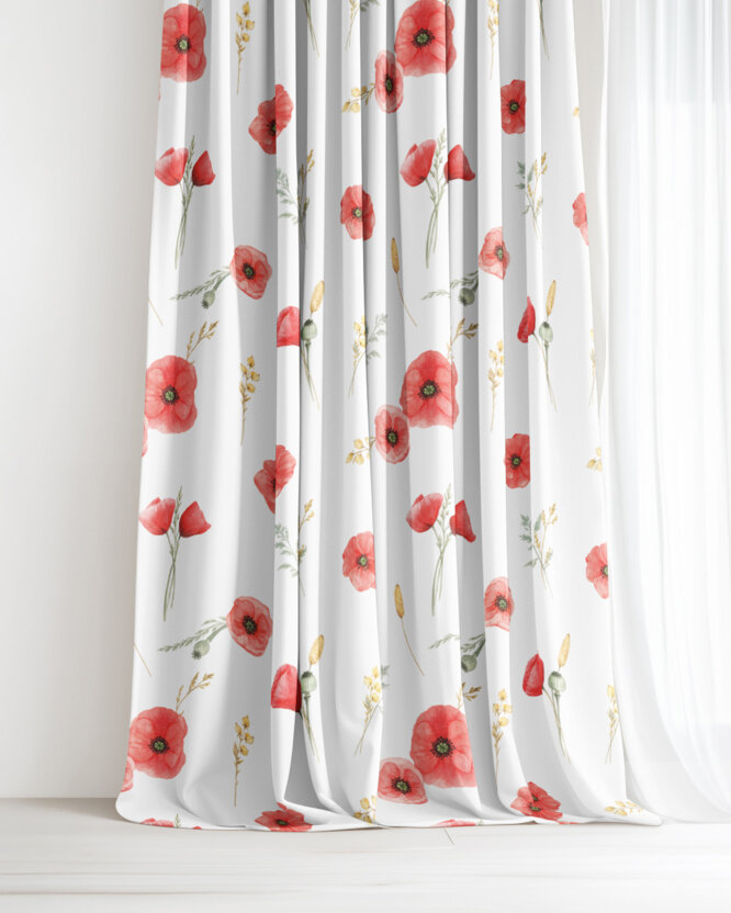 Dekorativer Vorhang – Mohnblumen