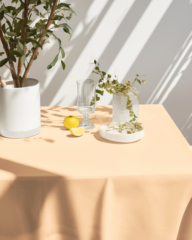 Eckige Tischdecke 100% Baumwolle - apricot