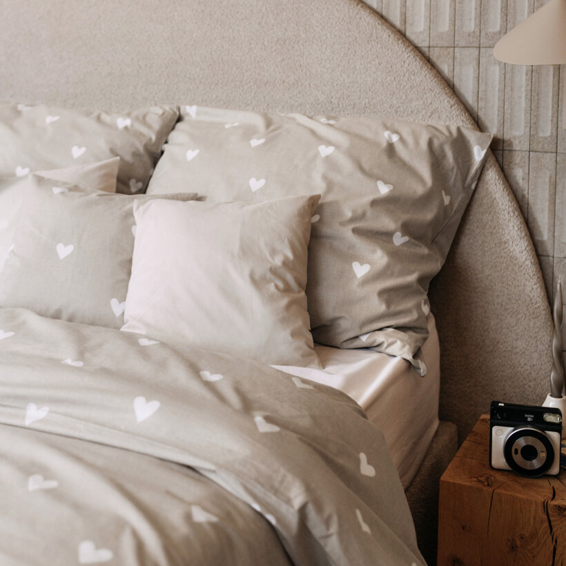Bettwäsche aus Baumwolle - Herzchen auf Latte