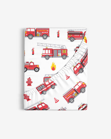 Kinder-Spannbetttuch aus Baumwolle - Feuerwehrfahrzeuge