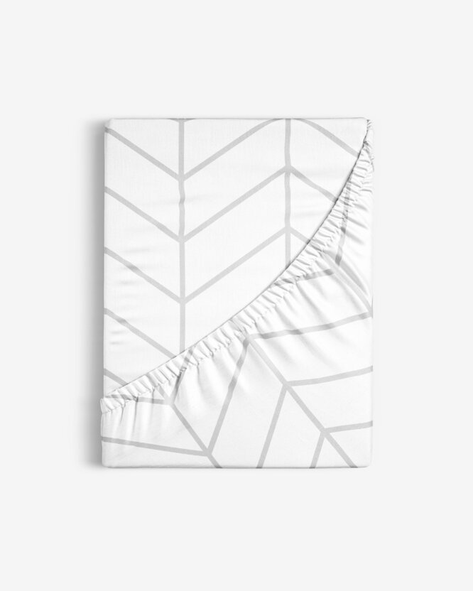 Spannbettlaken aus Baumwolle - Zickzack auf Weiß