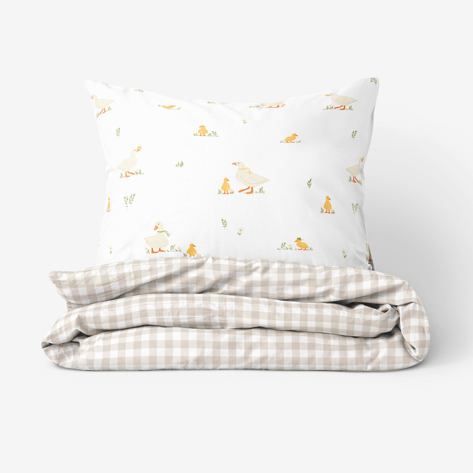 Ostern Bettwäsche aus Baumwolle - Enten mit Latte Würfel
