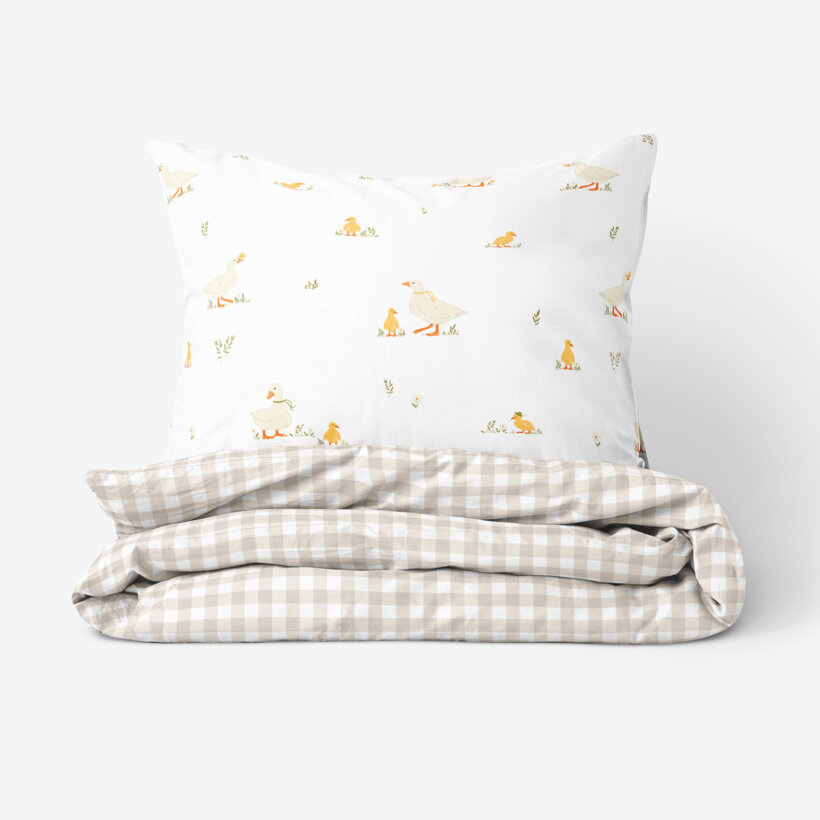 Ostern Bettwäsche aus Baumwolle - Enten mit Latte Würfel